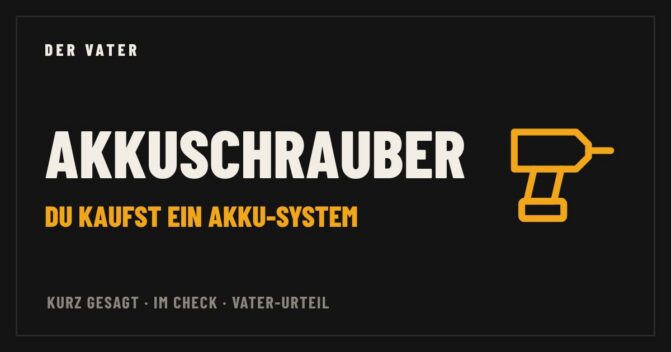 Illustration: Schriftzug Akkuschrauber: du kaufst ein Akku-System