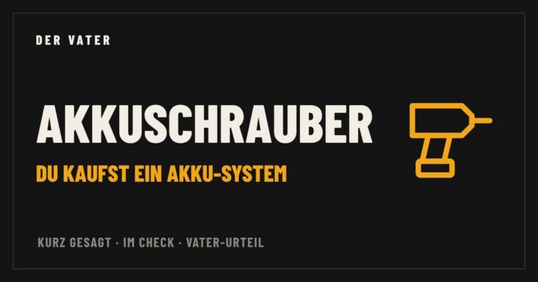 Illustration: Schriftzug Akkuschrauber: du kaufst ein Akku-System